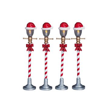 Lemax - Santa Hat Street Lamp - Set of 4 - Nu Voorverkoop