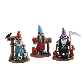 Spooky Town - Skeleton Garden Gnomes - Set van 3