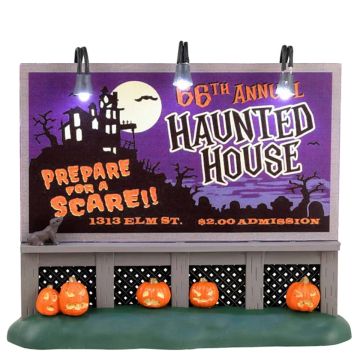 Spooky Town - Haunted House Billboard - Met Licht