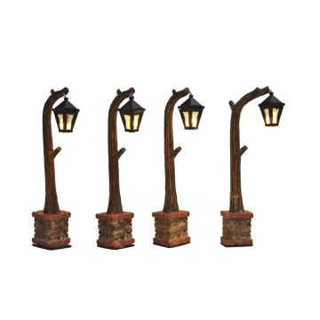 Luville - Street Lantern Wooden - 4 Pieces - Battery operated