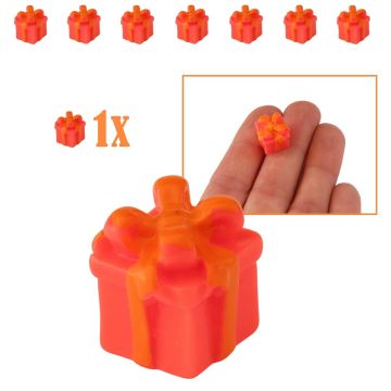 Vierkant Miniatuur Cadeautje Oranje Strik