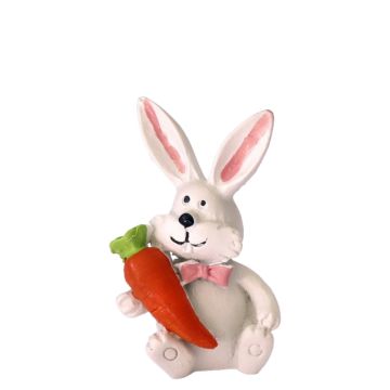 Wit Miniatuur Paashaasje met Roze Strik