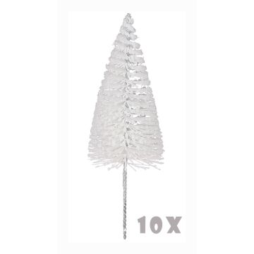 Witte Glitter Decoratieboompjes 16 cm - 10 stuks - House of Seasons