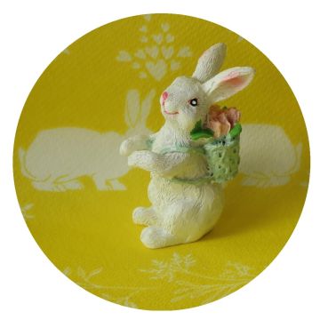 Witte Miniatuur Paashaas met Groene Mand - 5.7 cm