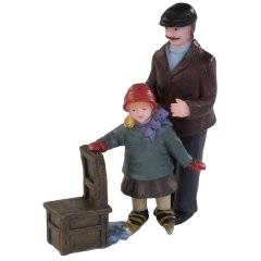 Dickensville - Vader leert Dochter Schaatsen - Set van 2