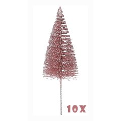 Roze Glitter Decoratieboompjes 16 cm - 10 stuks - House of Seasons