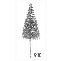 Zilveren Glitter Decoratiebomen 22 cm - 8 stuks - House of Seasons