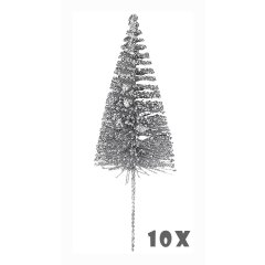 Zilveren Glitter Decoratieboompjes 16 cm - 10 stuks - House of Seasons