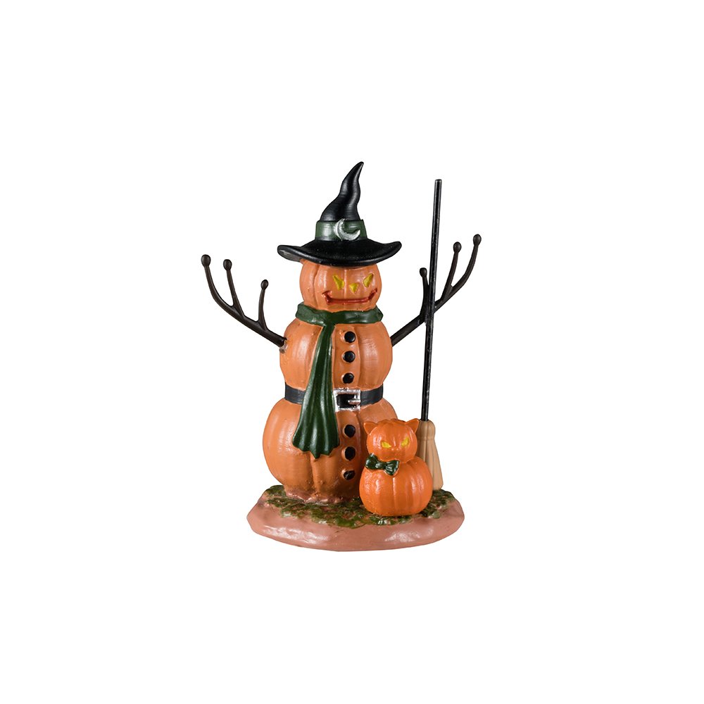 Spooky Town - Pumpkin Snowmen with Cat - - Polyresin - 0728162443106