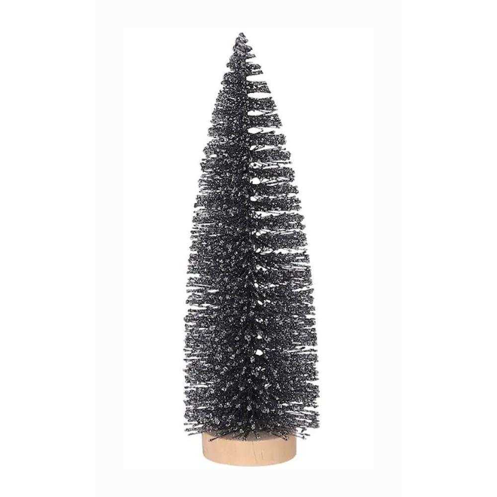 Antraciet Glitter Kerstboom 25 cm - House of Seasons - - - 8718861976250