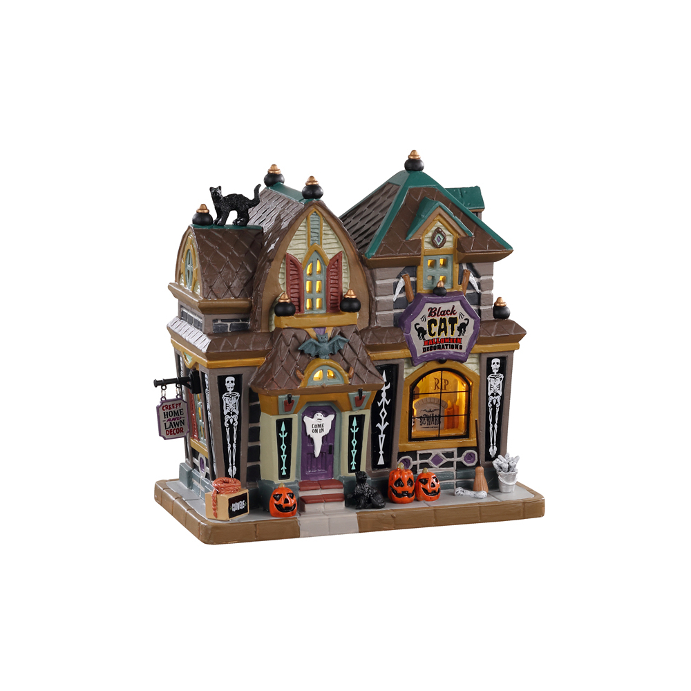 Spooky Town - Black Cat Halloween Decor - - Porselein - 0728162056108