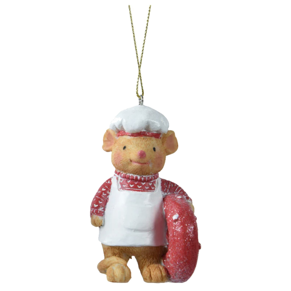 Decoris - Muis Donuts Ornament - - Polyresin -