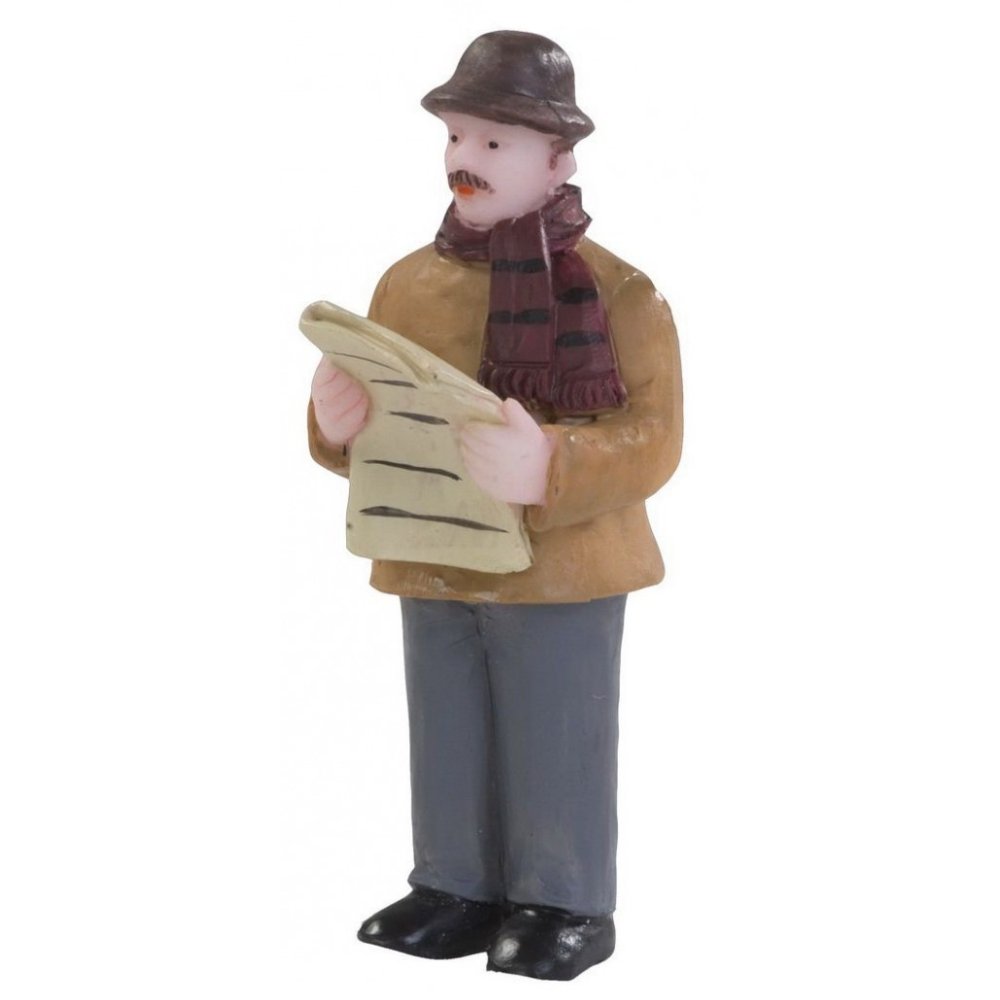 Dickensville - Man leest Advertentie - - Polyresin -