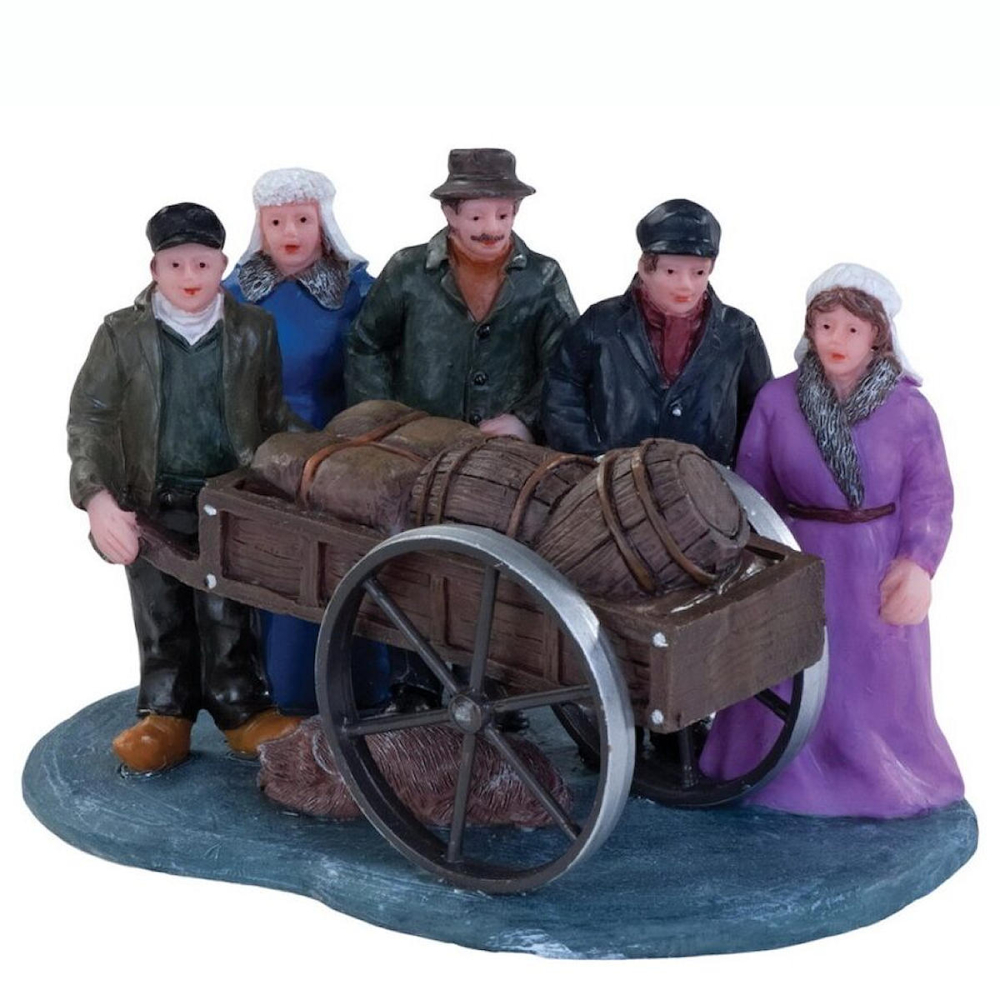 Dickensville - Mensen met Handkar - - Polyresin -