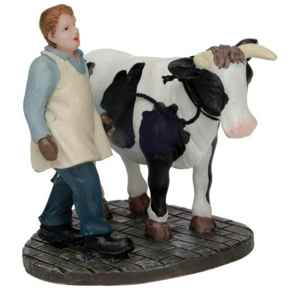 Dickensville - Slager met Stier - - Polyresin -