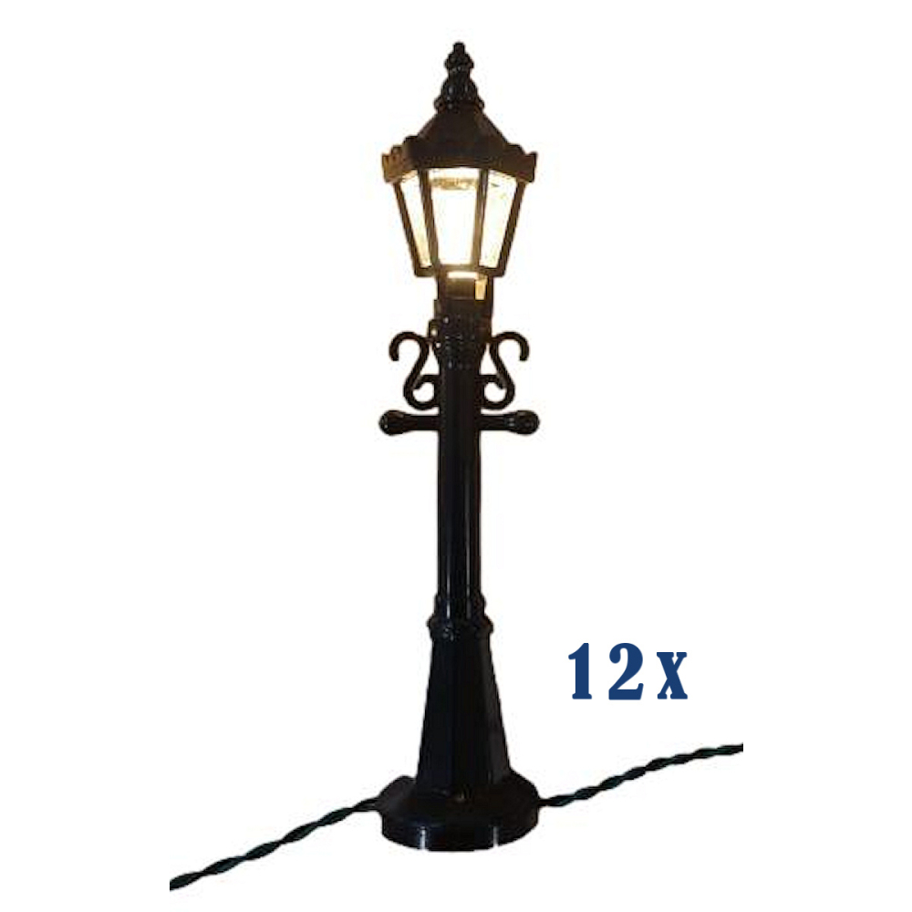 Dickensville - Straatlantaarns - Set van 12 Lantaarns aan 1 Snoer - - Kunststof - 8712953110522