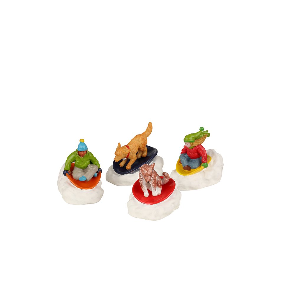 Lemax - Dog Snow Saucer Fun - Set van 4 - - Polyresin - 0728162221216