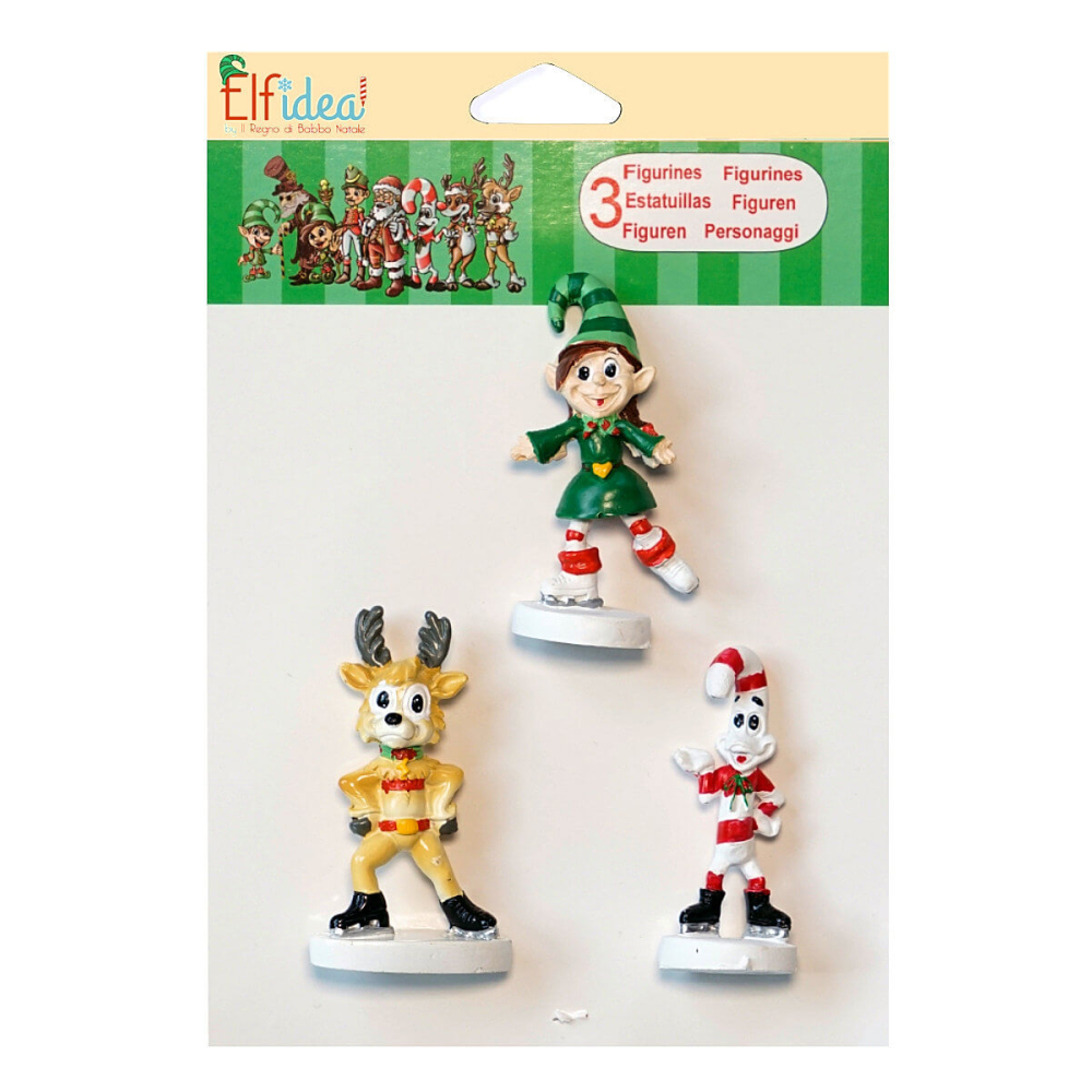 Elfidea - Pretty, Lampo & Steve - Magnetische Schaatsers - Set van 3 - - Polyresin - 8053689724868