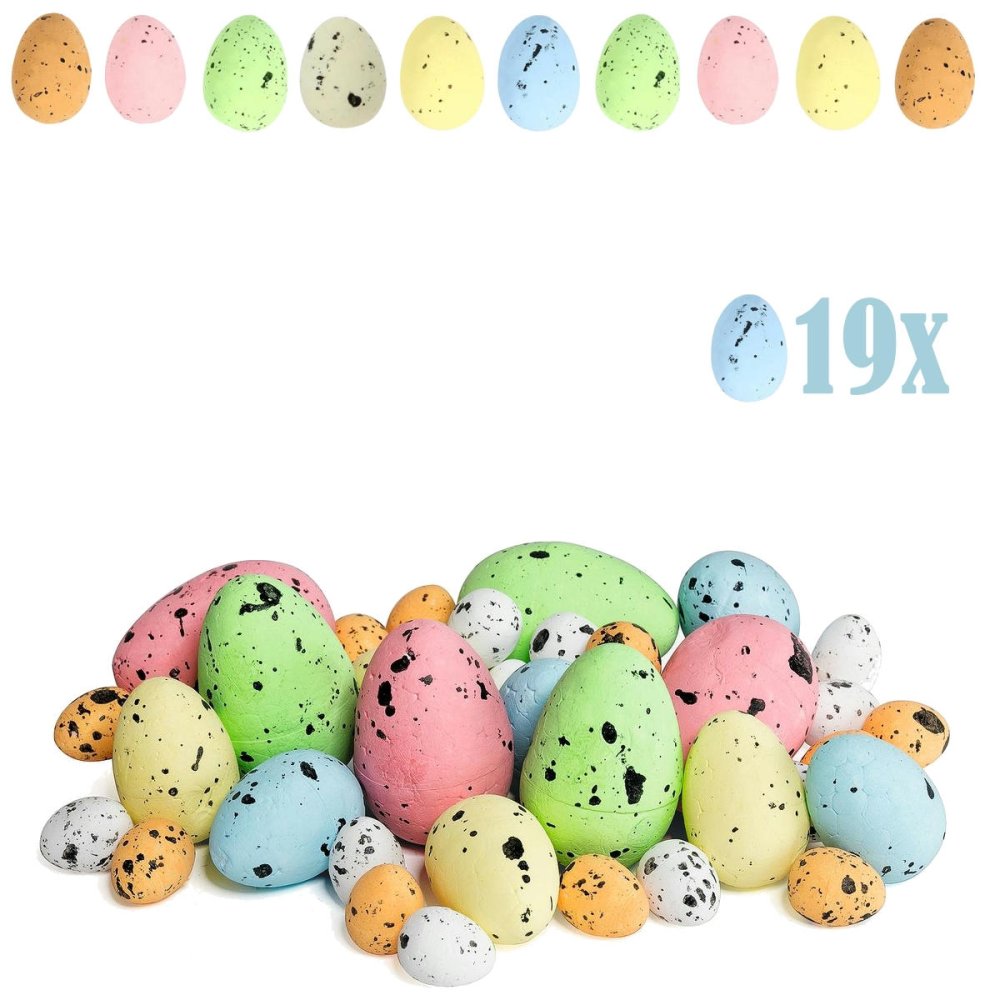 Gekleurde Paaseieren Mix - 2 tot 5 cm - 19 Stuks - - -