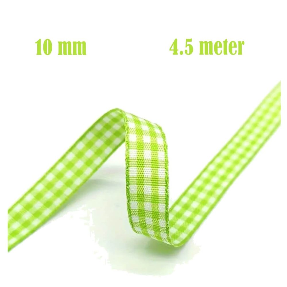 Geruit Lint Appelgroen - 10 mm
