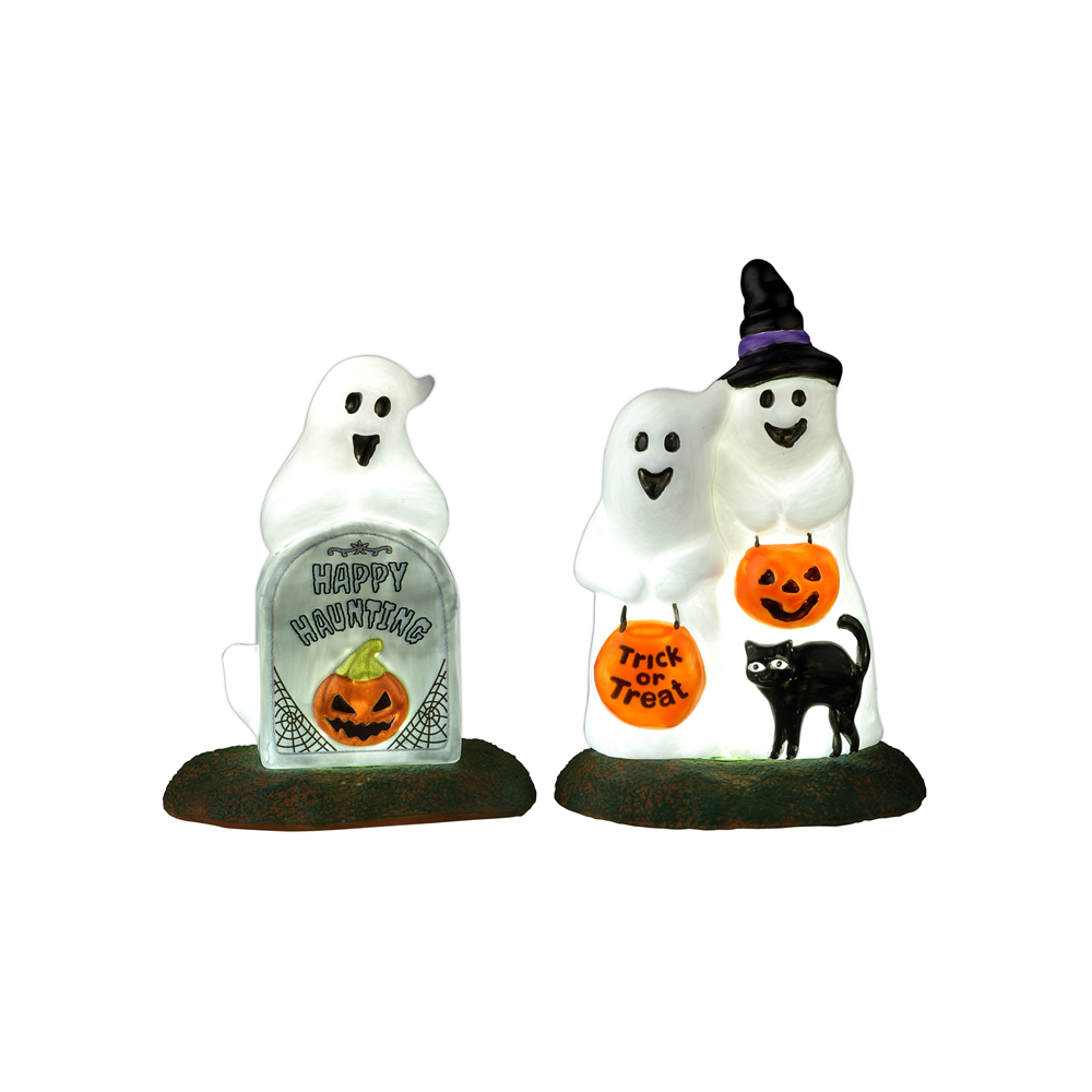 Spooky Town - Happy Halloween Ghosts - Set van 2 - - Kunststof - 0728162249340