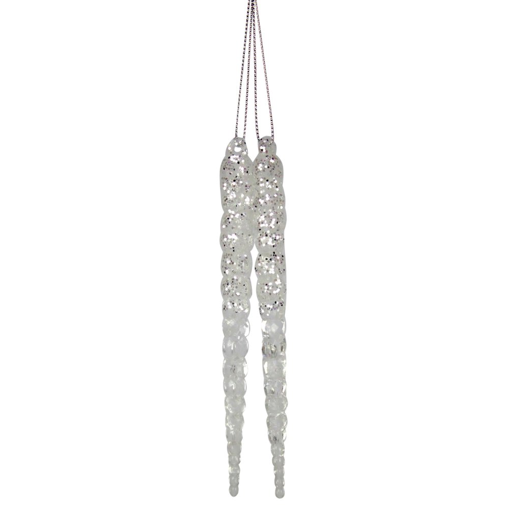 IJspegel Hangers Zilver Glitter 14cm - Set van 2 - - - 8712953648056