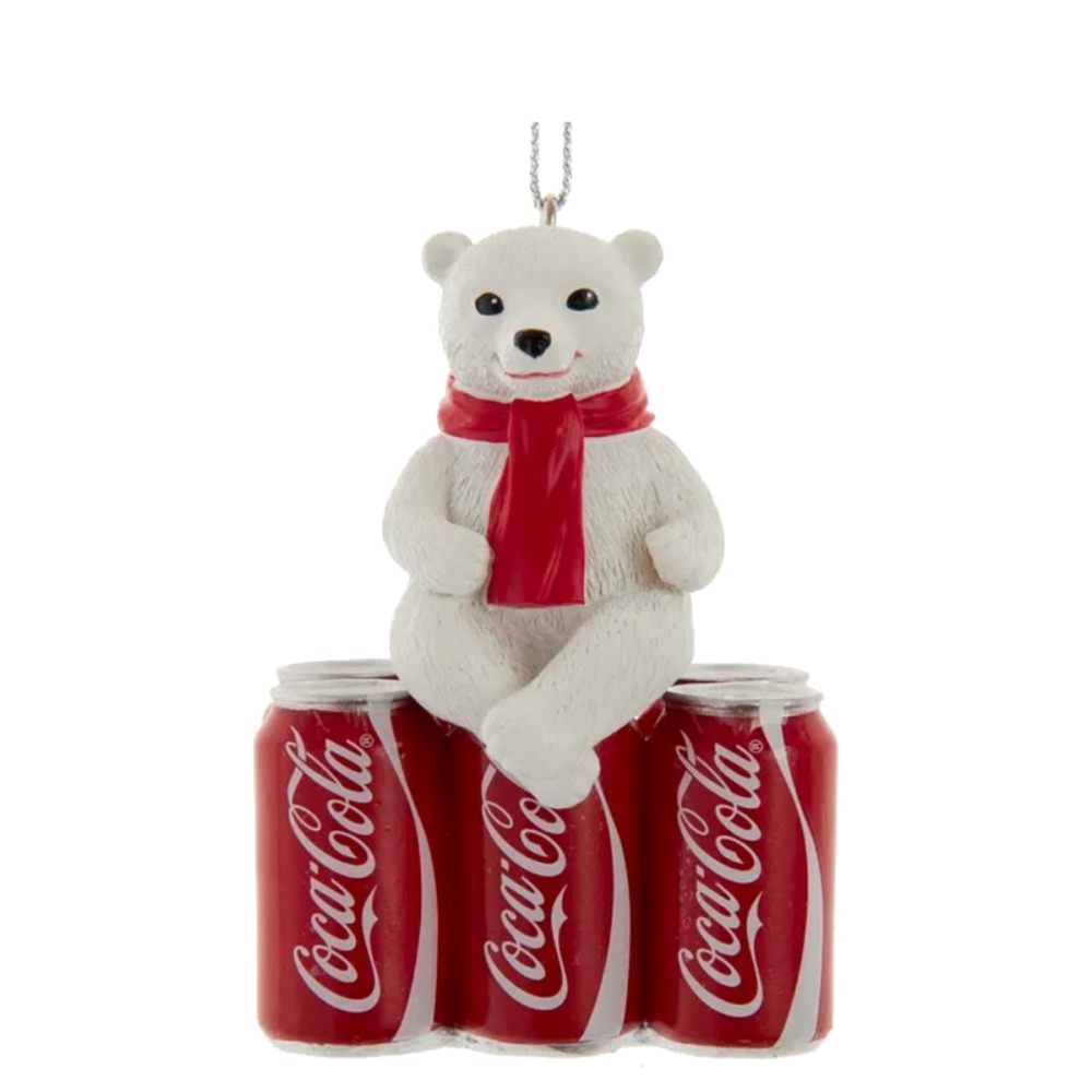 Kurt S. Adler - Coca-Cola Cub with 6-Pack Cans Ornament - - Resin -