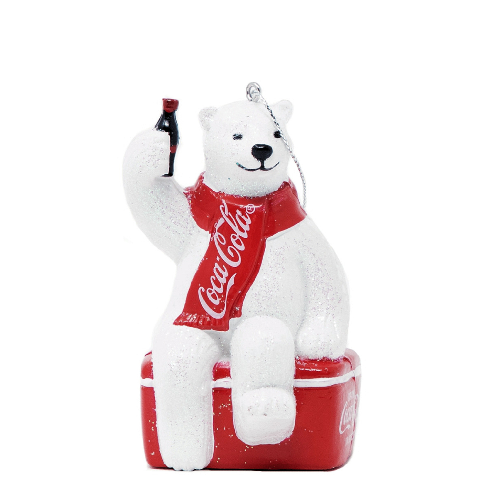 Kurt S. Adler - Coca-Cola Bear on Cooler Ornament - - Resin -