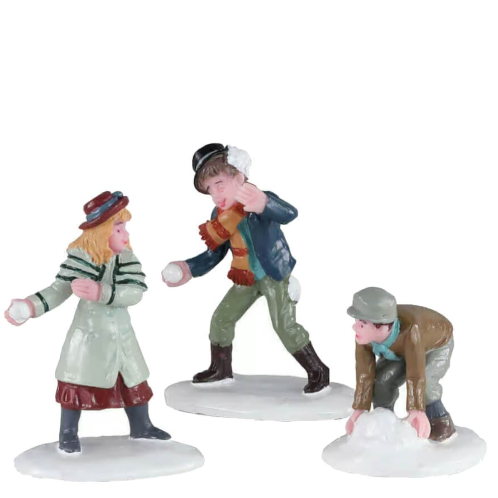 Lemax - Snowball Skirmish - Set van 3 - Caddington Village