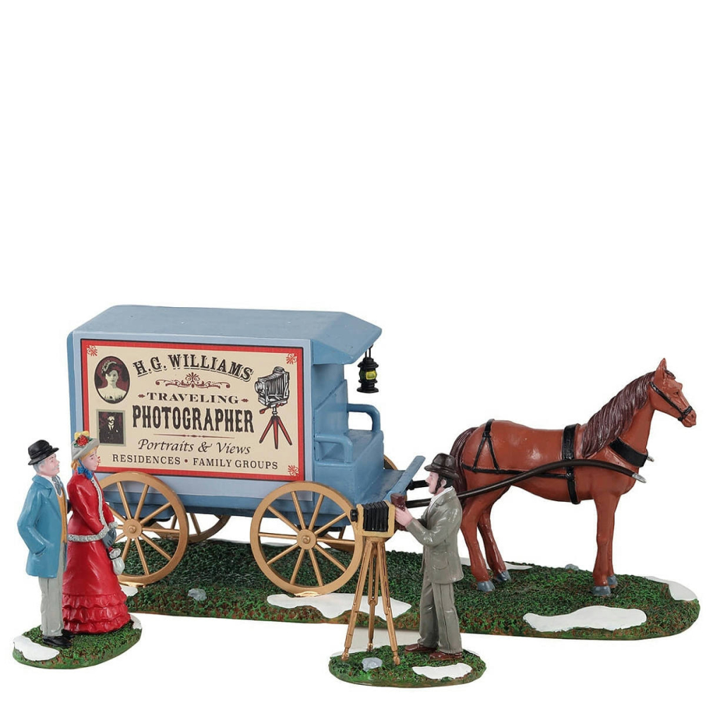 Lemax - Traveling Photographer Wagon - Set van 3 - - Polyresin - 0728162135612