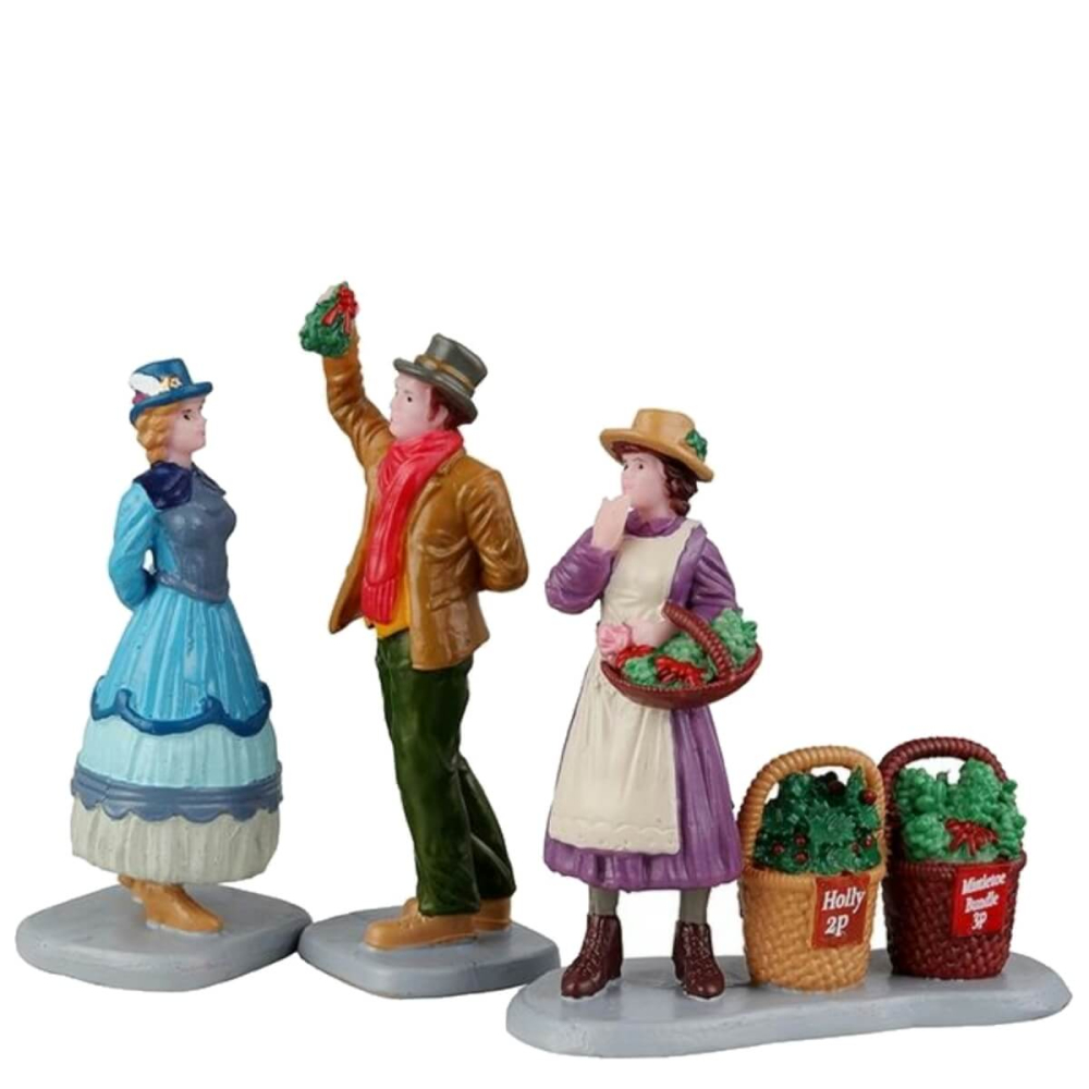 Lemax - Under the Mistletoe - Set van 3 Kerstdorp Figuurtjes - Caddington Village