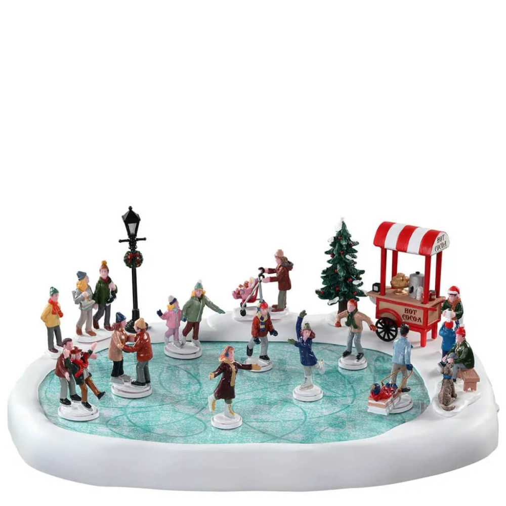 Lemax - Village Skating Pond With Sound - Set van 18 - Met Beweging + Geluid