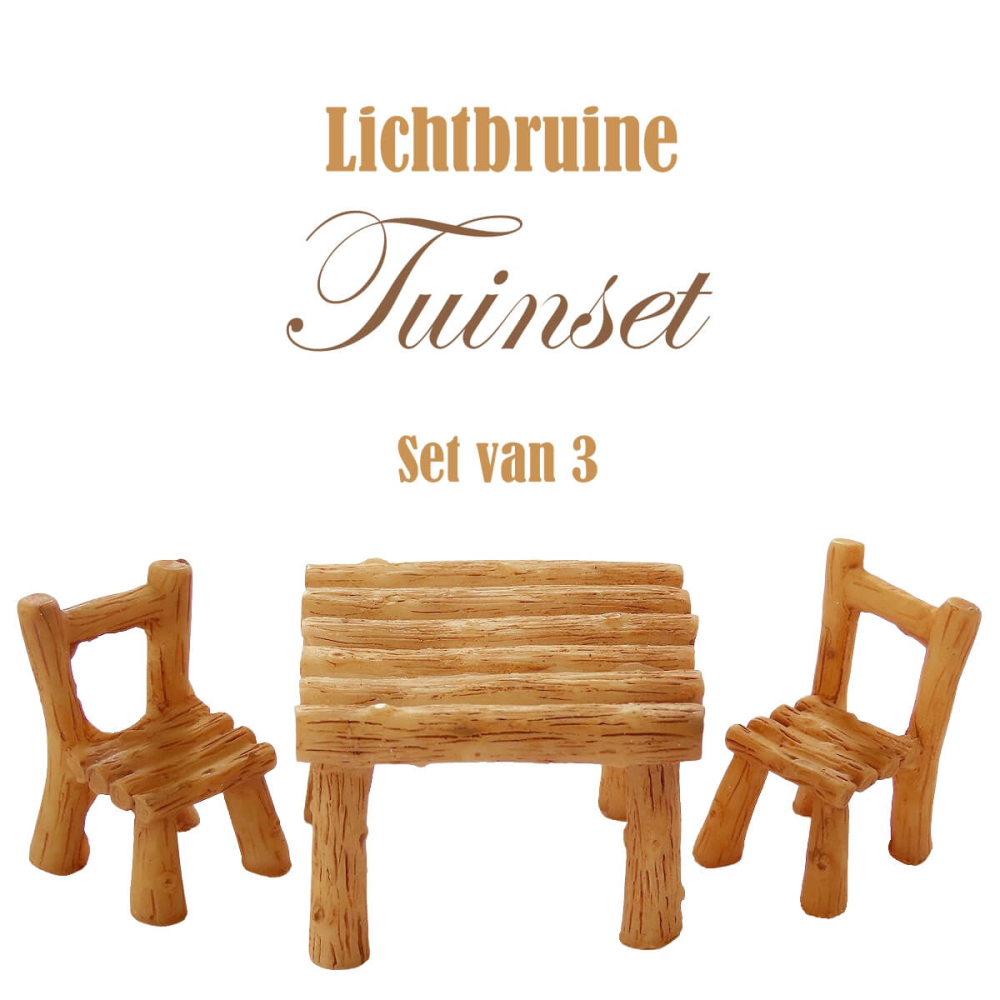 Lichtbruine Miniatuur Tuinset - Set van 3