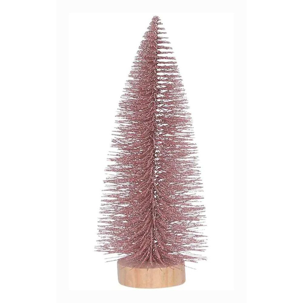 Lichtroze Glitter Kerstboompje 15 cm - House of Seasons - - -