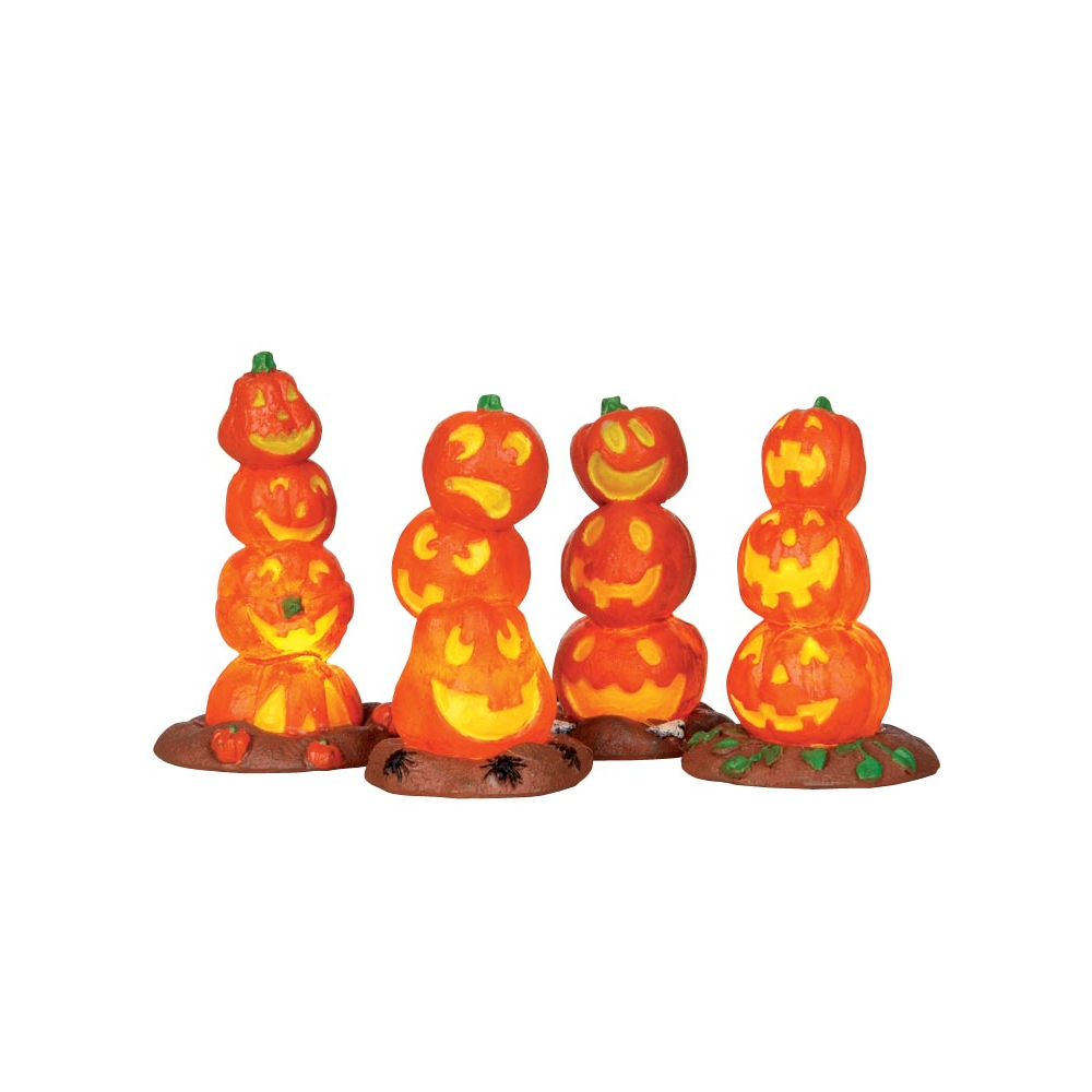Spooky Town - Light Up Pumpkin Stack - Set van 4 - - Kunststof - 0728162346230
