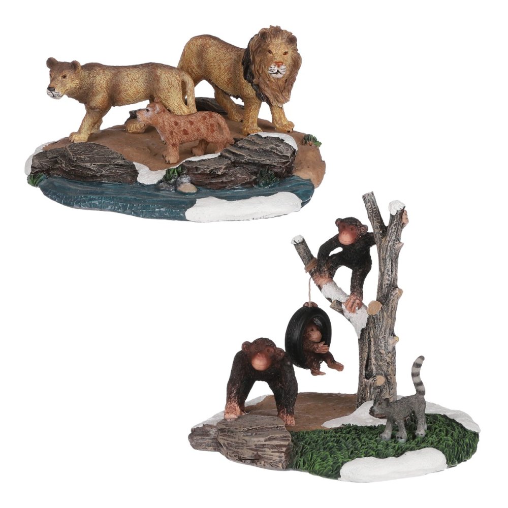 Luville - Lion - Monkey - Set van 2 -   - Polyresin -