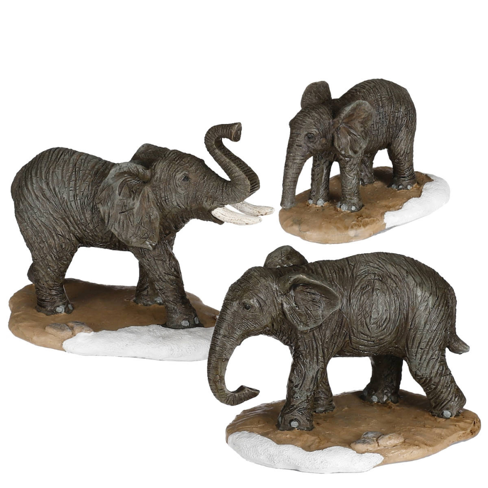 Luville - Elephant Family - Set van 3 - - Polyresin -
