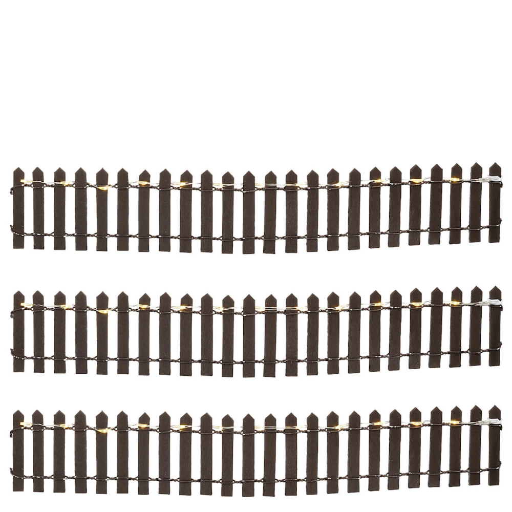 Luville - Fence Brown Lighted - Set van 3 