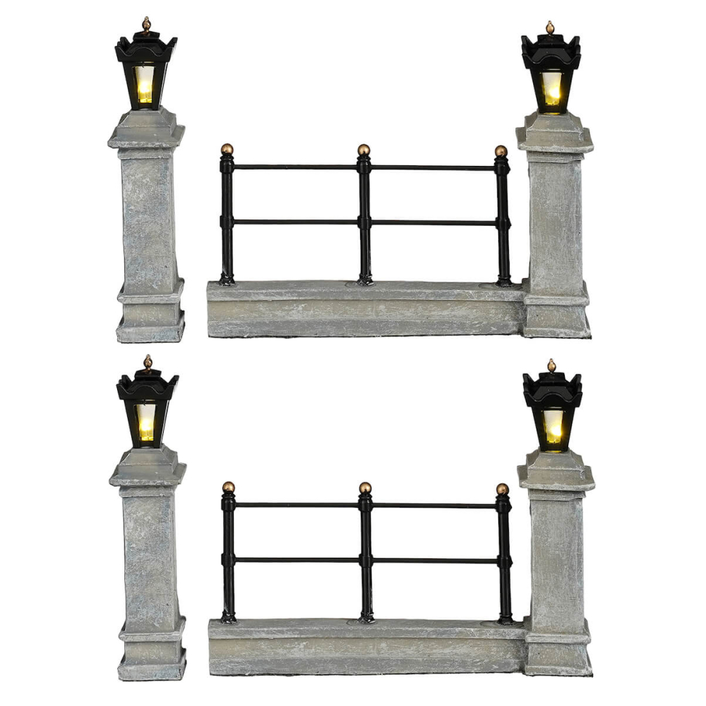 Luville - Fence Grey Lighted - Set van 4
