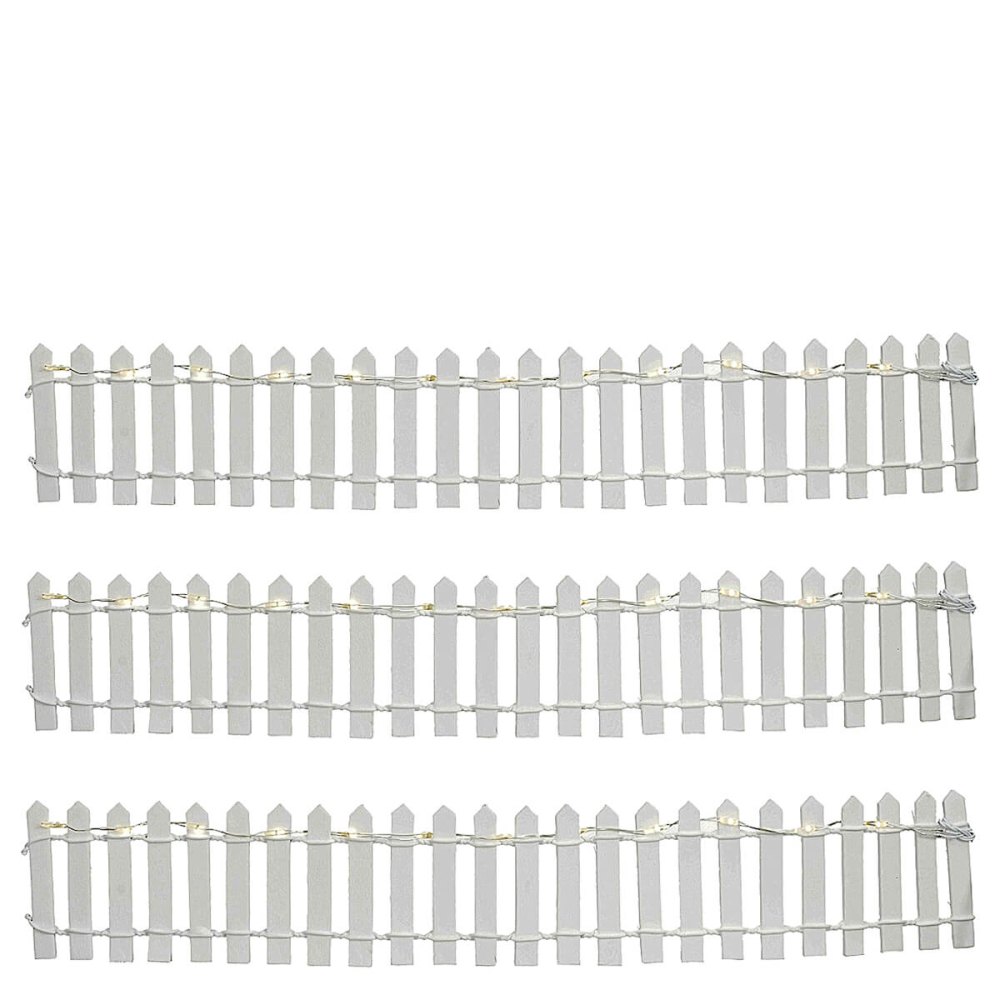 Luville - Fence White Lighted - Set van 3