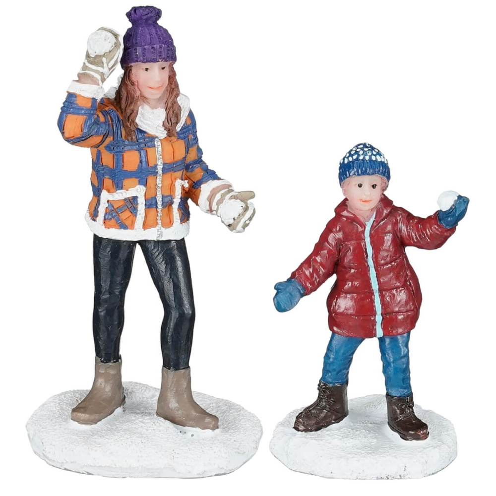 Luville - Snowball Fight Woman and Child - Set van 2 - Nu Voorverkoop - - Polyresin - 8720983274060