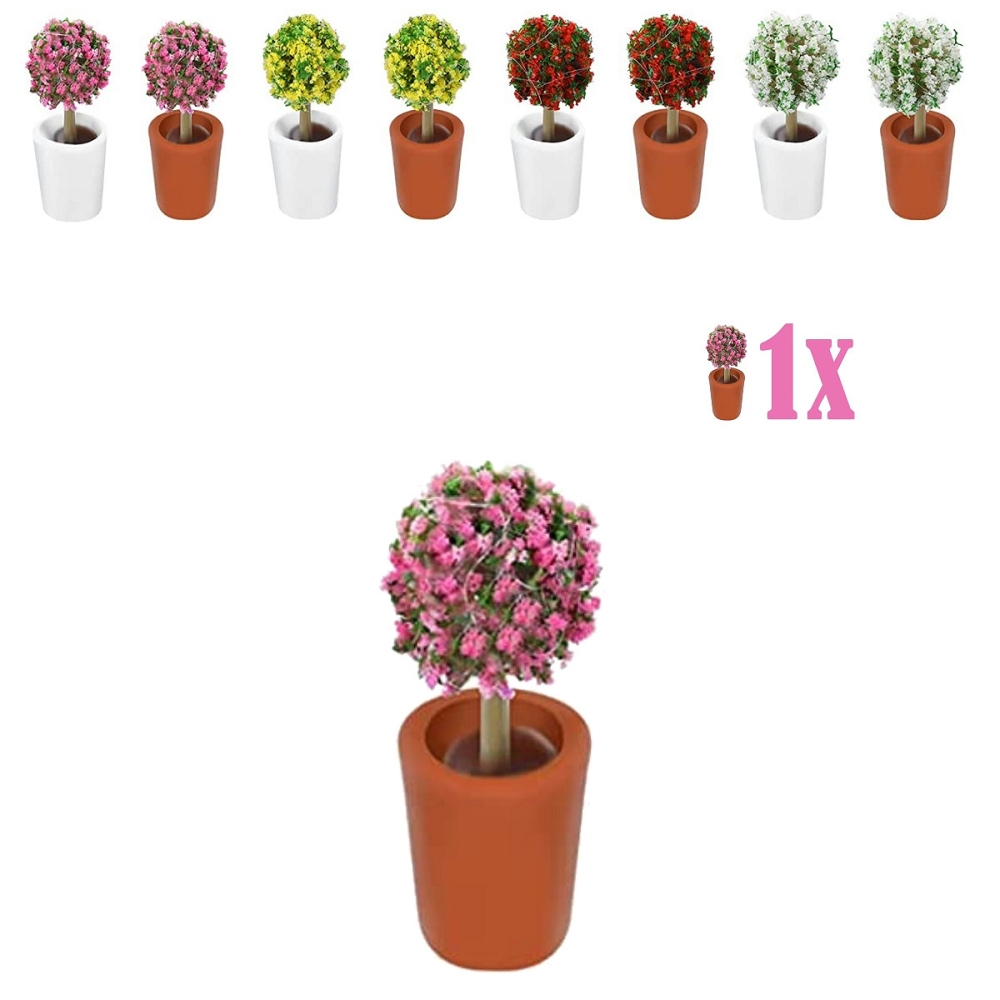 Mini Bolstruik Roze Bloesem in Terra Bloempot - 2.3cm - - Resin + PVC -