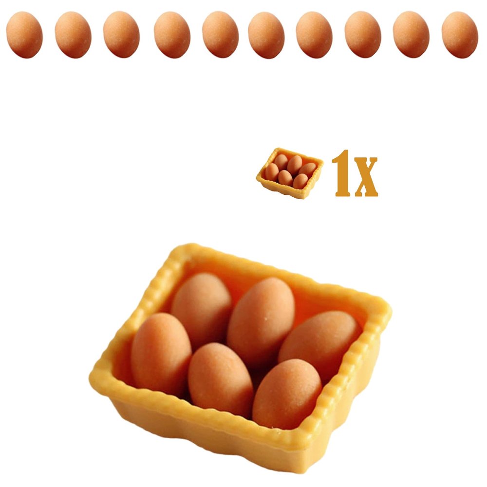 Mini Eitjes Bruin - 0.5 x 0.8 cm - 6 Losse Eieren in Mandje - - -