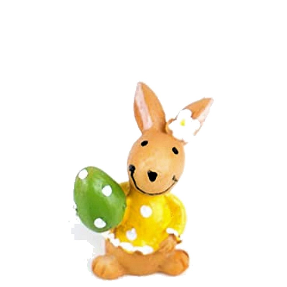 Mini Paashaasje met Groen Ei - 3 cm - - Polyresin -