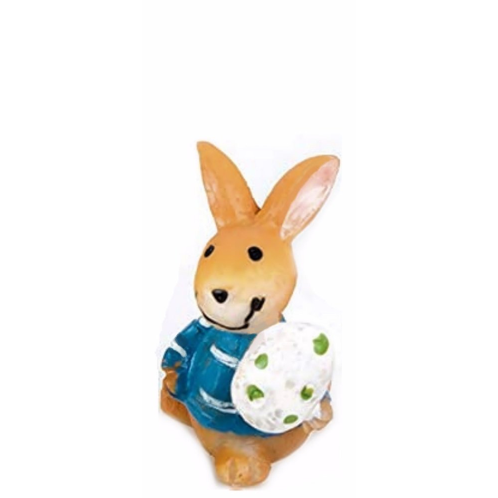 Mini Paashaasje met Wit Ei - 3 cm - - Polyresin -