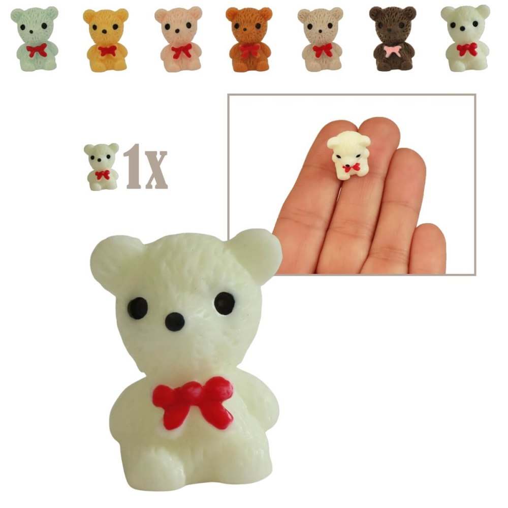 Mini Teddybeer - Wit - 2 cm