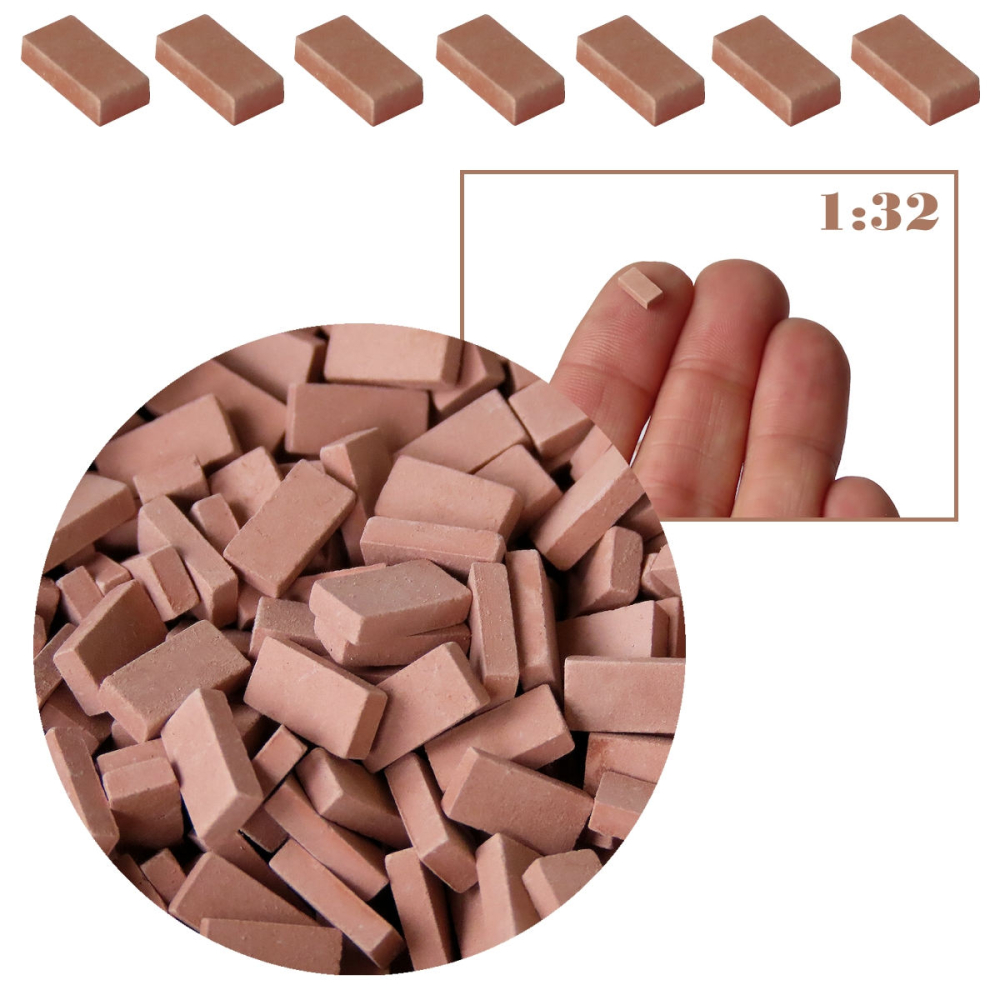 Miniatuur Bakstenen Middelrood - 500 / 1000 Stuks - 1:32 - - Keramiek -