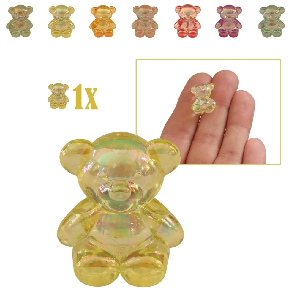 Miniatuur Beer Holografisch Geel - 1.9 cm