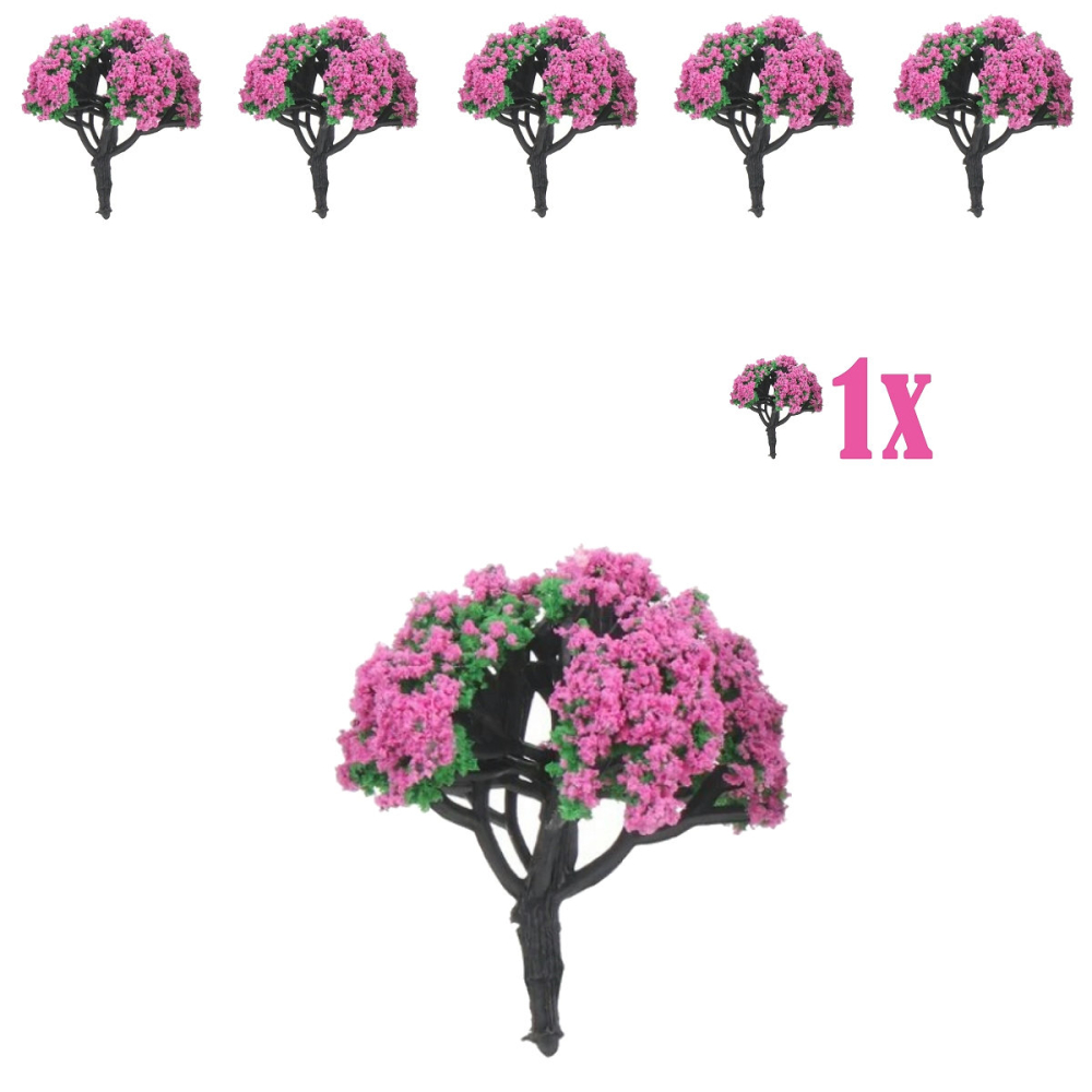 Miniatuur Bloesemstruik met Fuchsia Bloemen - 5cm - - -