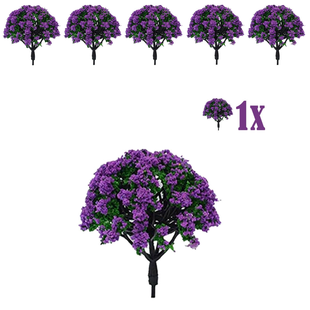 Miniatuur Bloesemstruik met Paarse Bloemen - 5cm - - -